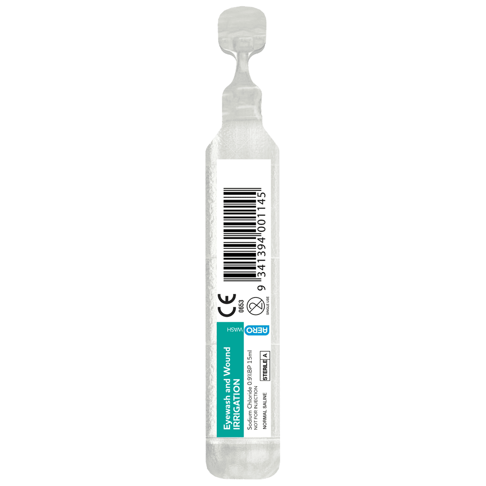 AEROWASH Sodium Chloride Eyewash 15ml (5 Ampoules)