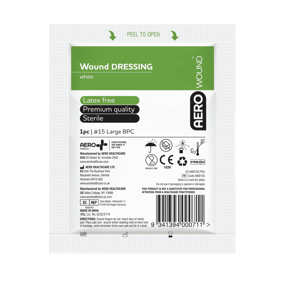 AEROWOUND wound dressing #15 green packaging