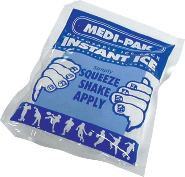 Medi-Pak disposable ice pack with blue and white design on a white background